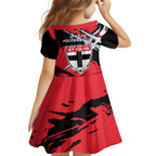 St Kilda Football Club Kid Short Sleeve Dress Saints Muscular Mascot Graphic - Abstract Paint Splatter Art