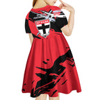 St Kilda Football Club Kid Short Sleeve Dress Saints Muscular Mascot Graphic - Abstract Paint Splatter Art