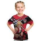 St Kilda Football Club Kid T Shirt Saints Muscular Mascot Graphic - Abstract Paint Splatter Art