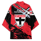 St Kilda Football Club Kimono Saints Muscular Mascot Graphic - Abstract Paint Splatter Art