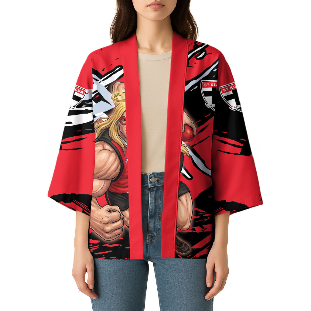 St Kilda Football Club Kimono Saints Muscular Mascot Graphic - Abstract Paint Splatter Art