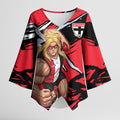 St Kilda Football Club Kimono Sleeve Blouse Saints Muscular Mascot Graphic - Abstract Paint Splatter Art