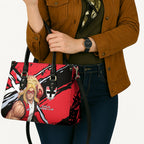 St Kilda Football Club Leather Bag Saints Muscular Mascot Graphic - Abstract Paint Splatter Art