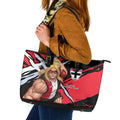 St Kilda Football Club Leather Tote Bag Saints Muscular Mascot Graphic - Abstract Paint Splatter Art