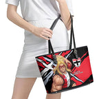 St Kilda Football Club Leather Tote Bag Saints Muscular Mascot Graphic - Abstract Paint Splatter Art