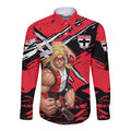 St Kilda Football Club Long Sleeve Button Shirt Saints Muscular Mascot Graphic - Abstract Paint Splatter Art