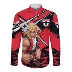 St Kilda Football Club Long Sleeve Button Shirt Saints Muscular Mascot Graphic - Abstract Paint Splatter Art