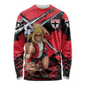 St Kilda Football Club Long Sleeve Shirt Saints Muscular Mascot Graphic - Abstract Paint Splatter Art