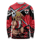 St Kilda Football Club Long Sleeve Shirt Saints Muscular Mascot Graphic - Abstract Paint Splatter Art