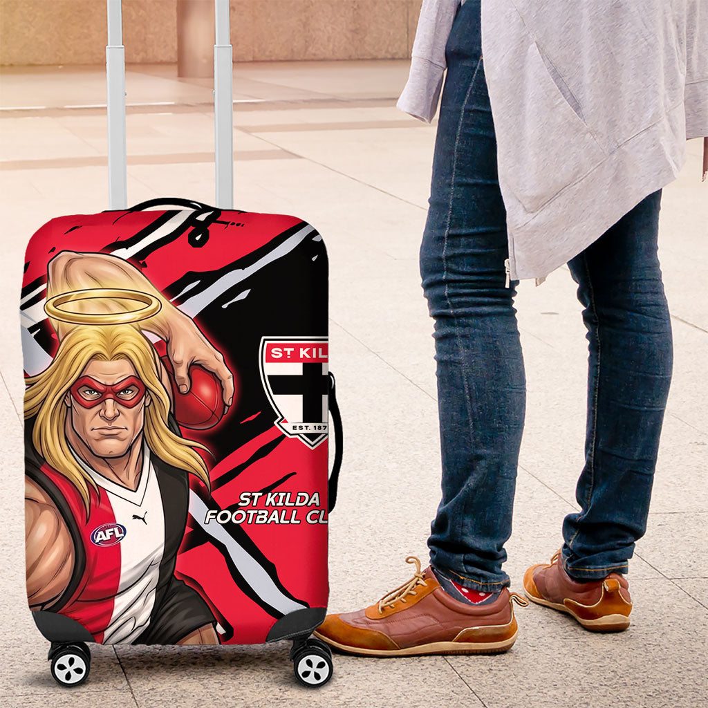 St Kilda Football Club Luggage Cover Saints Muscular Mascot Graphic - Abstract Paint Splatter Art