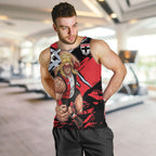 St Kilda Football Club Men Tank Top Saints Muscular Mascot Graphic - Abstract Paint Splatter Art