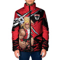 St Kilda Football Club Padded Jacket Saints Muscular Mascot Graphic - Abstract Paint Splatter Art