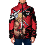 St Kilda Football Club Padded Jacket Saints Muscular Mascot Graphic - Abstract Paint Splatter Art