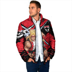 St Kilda Football Club Padded Jacket Saints Muscular Mascot Graphic - Abstract Paint Splatter Art