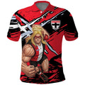 St Kilda Football Club Polo Shirt Saints Muscular Mascot Graphic - Abstract Paint Splatter Art