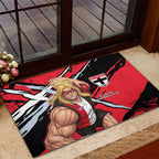 St Kilda Football Club Rubber Doormat Saints Muscular Mascot Graphic - Abstract Paint Splatter Art
