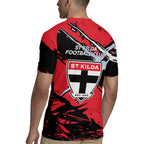 St Kilda Football Club Rugby Jersey Saints Muscular Mascot Graphic - Abstract Paint Splatter Art