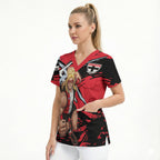 St Kilda Football Club Scrub Top Saints Muscular Mascot Graphic - Abstract Paint Splatter Art