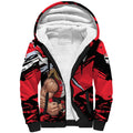 St Kilda Football Club Sherpa Hoodie Saints Muscular Mascot Graphic - Abstract Paint Splatter Art