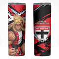 St Kilda Football Club Skinny Tumbler Saints Muscular Mascot Graphic - Abstract Paint Splatter Art