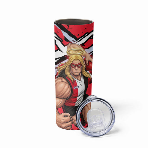 St Kilda Football Club Skinny Tumbler Saints Muscular Mascot Graphic - Abstract Paint Splatter Art