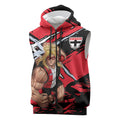 St Kilda Football Club Sleeveless Zip Hoodie Saints Muscular Mascot Graphic - Abstract Paint Splatter Art