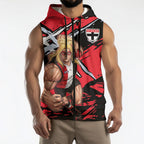 St Kilda Football Club Sleeveless Zip Hoodie Saints Muscular Mascot Graphic - Abstract Paint Splatter Art