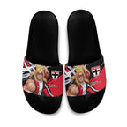 St Kilda Football Club Slide Sandals Saints Muscular Mascot Graphic - Abstract Paint Splatter Art