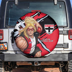 St Kilda Football Club Spare Tire Cover Saints Muscular Mascot Graphic - Abstract Paint Splatter Art