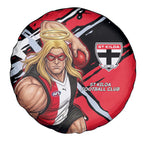 St Kilda Football Club Spare Tire Cover Saints Muscular Mascot Graphic - Abstract Paint Splatter Art