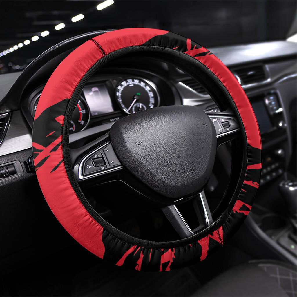 St Kilda Football Club Steering Wheel Cover Saints Muscular Mascot Graphic - Abstract Paint Splatter Art