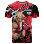 St Kilda Football Club T Shirt Saints Muscular Mascot Graphic - Abstract Paint Splatter Art
