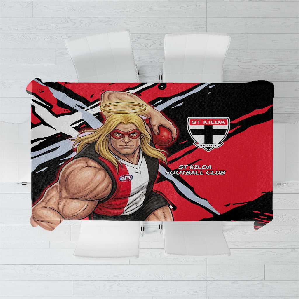 St Kilda Football Club Tablecloth Saints Muscular Mascot Graphic - Abstract Paint Splatter Art