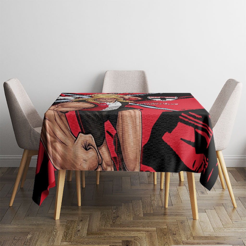 St Kilda Football Club Tablecloth Saints Muscular Mascot Graphic - Abstract Paint Splatter Art