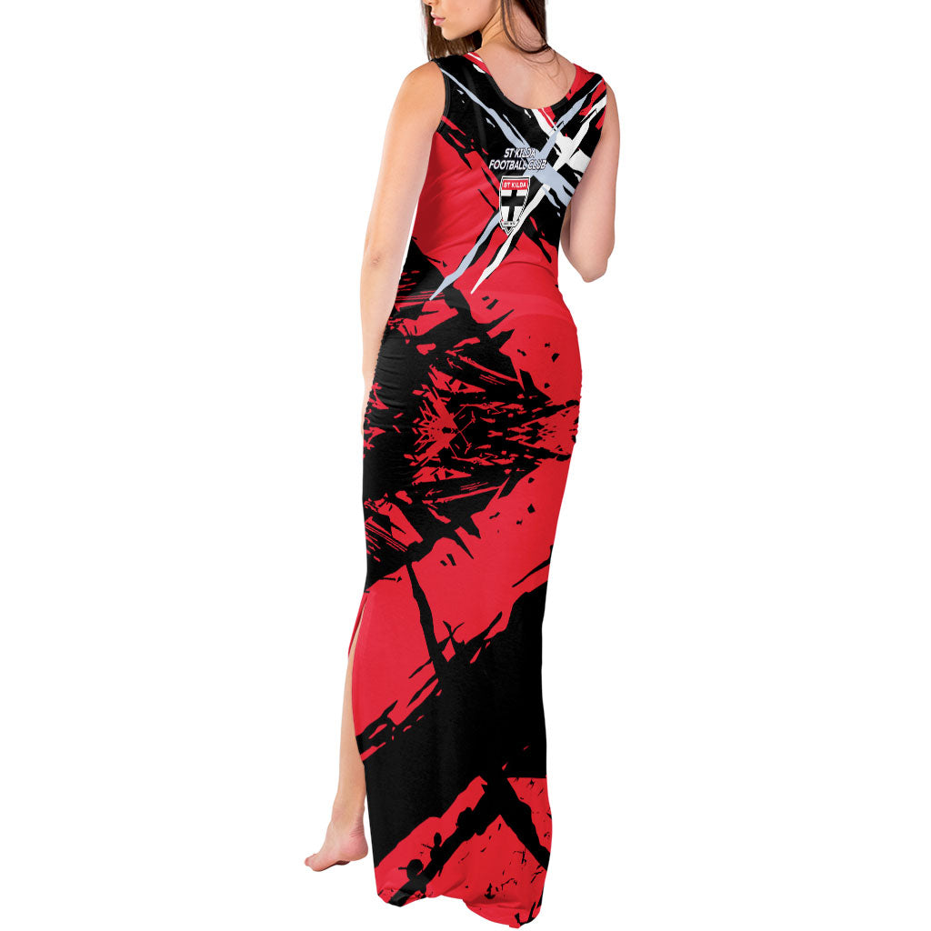 St Kilda Football Club Tank Maxi Dress Saints Muscular Mascot Graphic - Abstract Paint Splatter Art