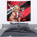 St Kilda Football Club Tapestry Saints Muscular Mascot Graphic - Abstract Paint Splatter Art