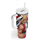 St Kilda Football Club Tumbler With Handle Saints Muscular Mascot Graphic - Abstract Paint Splatter Art