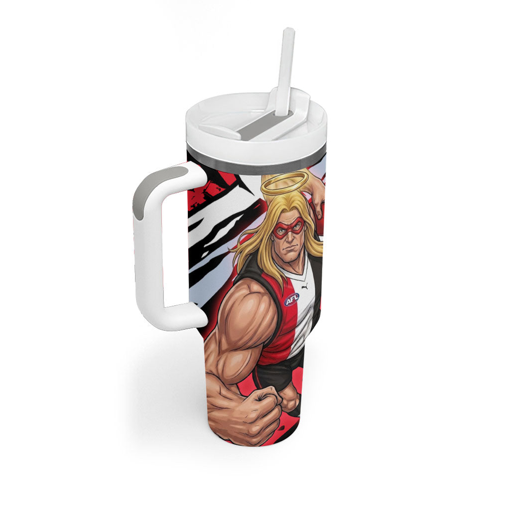 St Kilda Football Club Tumbler With Handle Saints Muscular Mascot Graphic - Abstract Paint Splatter Art