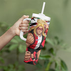 St Kilda Football Club Tumbler With Handle Saints Muscular Mascot Graphic - Abstract Paint Splatter Art