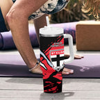 St Kilda Football Club Tumbler With Handle Saints Muscular Mascot Graphic - Abstract Paint Splatter Art