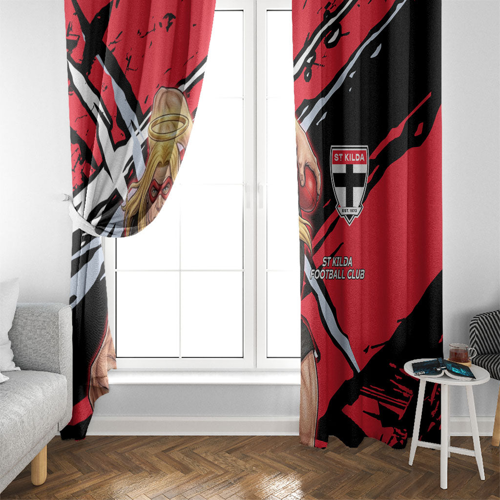 St Kilda Football Club Window Curtain Saints Muscular Mascot Graphic - Abstract Paint Splatter Art