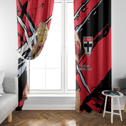 St Kilda Football Club Window Curtain Saints Muscular Mascot Graphic - Abstract Paint Splatter Art