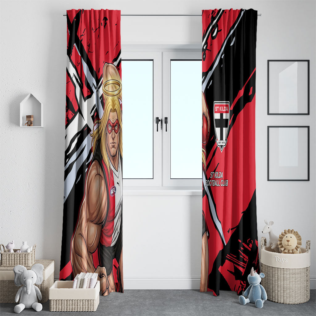 St Kilda Football Club Window Curtain Saints Muscular Mascot Graphic - Abstract Paint Splatter Art