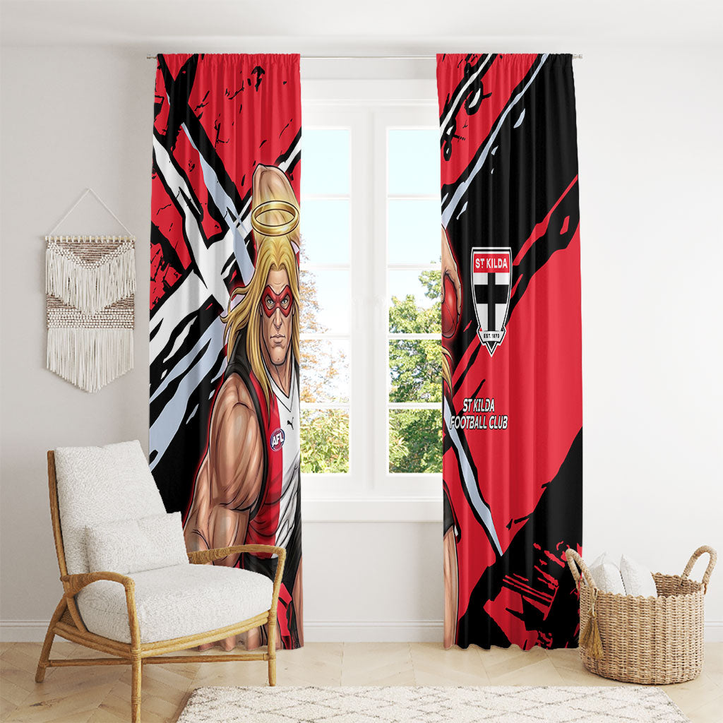 St Kilda Football Club Window Curtain Saints Muscular Mascot Graphic - Abstract Paint Splatter Art