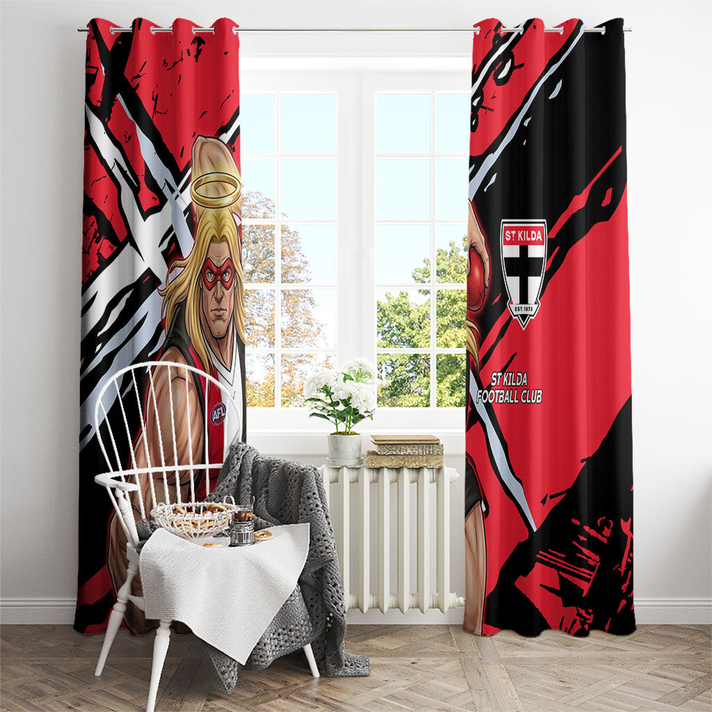 St Kilda Football Club Window Curtain Saints Muscular Mascot Graphic - Abstract Paint Splatter Art