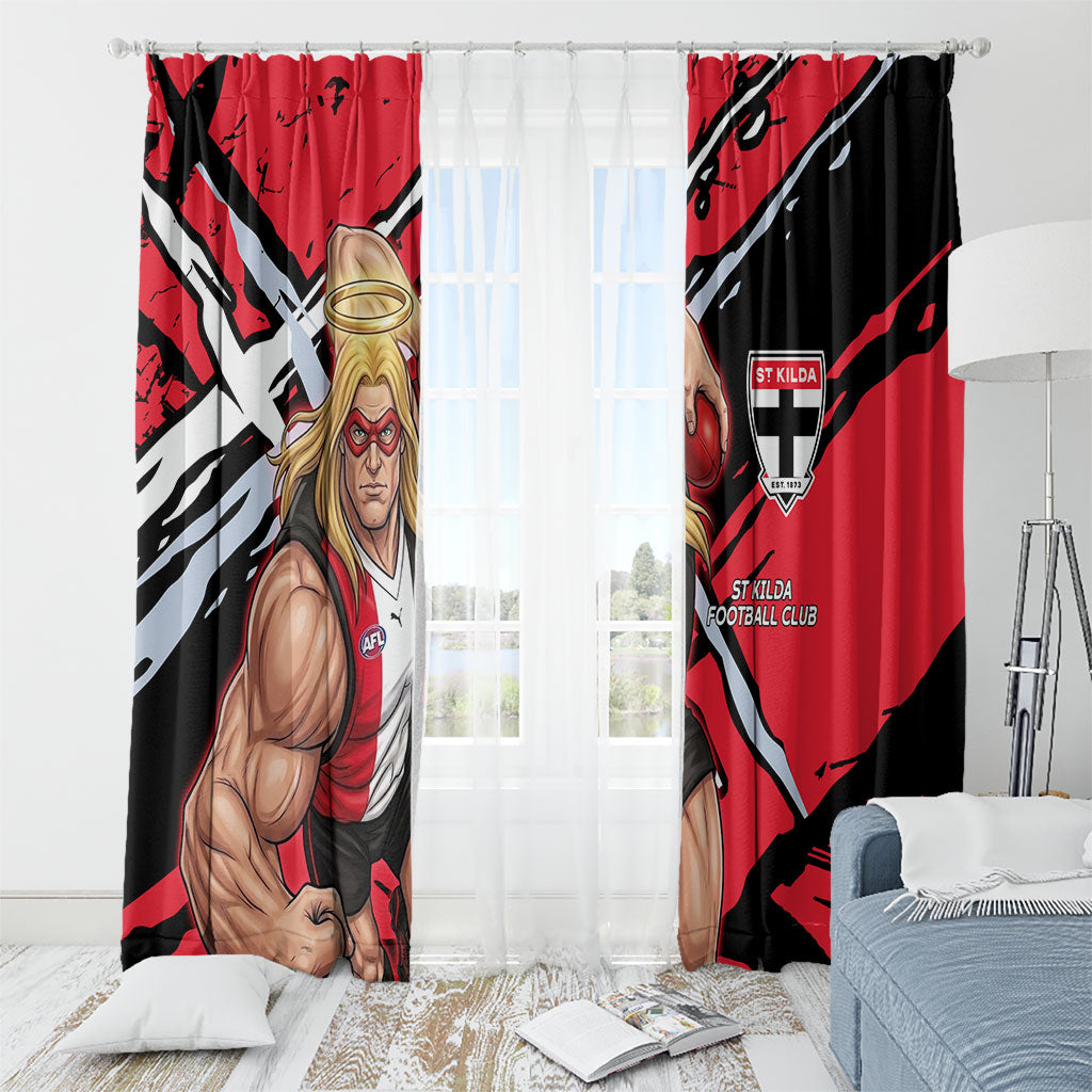 St Kilda Football Club Window Curtain Saints Muscular Mascot Graphic - Abstract Paint Splatter Art