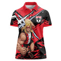 St Kilda Football Club Women Polo Shirt Saints Muscular Mascot Graphic - Abstract Paint Splatter Art
