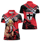 St Kilda Football Club Women Polo Shirt Saints Muscular Mascot Graphic - Abstract Paint Splatter Art