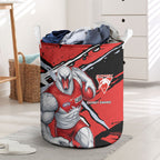 Sydney Swans Football Club Laundry Basket Swans Muscular Mascot Graphic - Abstract Paint Splatter Art
