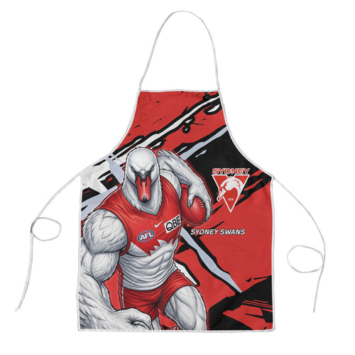 Sydney Swans Football Club Apron Swans Muscular Mascot Graphic - Abstract Paint Splatter Art